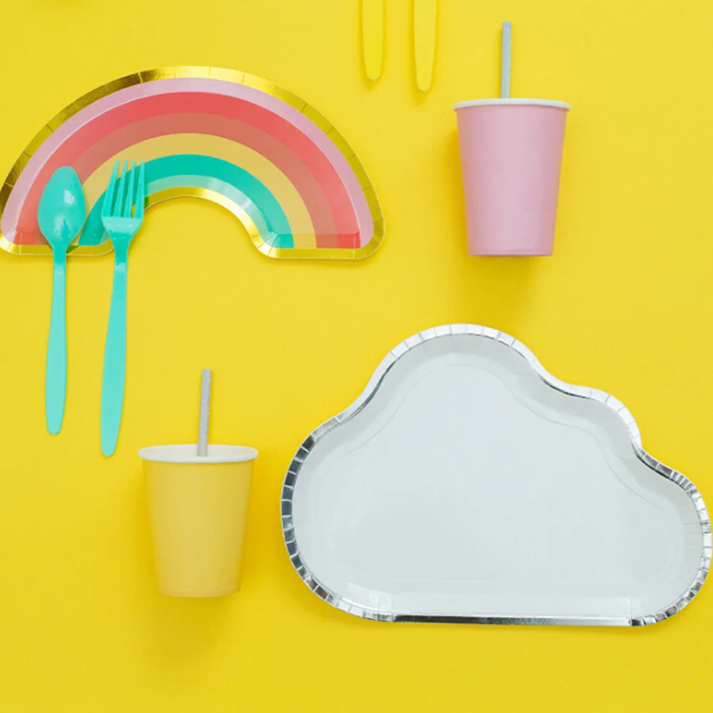 

8 Pcs/Set Party Decorations Plates Cups Tableware Birthday Party Disposable Paper Plates Cups Party Decorations For Kids Party