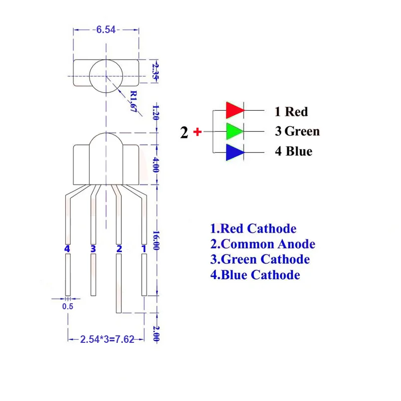 10 шт./упак. механическая клавиатура RGB LED 4pin ламсветильник для kailh OTM Gateron Greetech