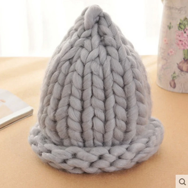 Simple Girl Casual Cotton Acrylic Rushed New Female Winter Woolen Hats Hand Coarse Knitted Hat For Women Beanies Fashion - Цвет: J