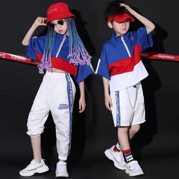 

Jazz Costumes Kids Hip Hop Clothing Street Dancewear Children Cheerleading Performance Outfit Boys Rave Stage Wear DNV12095