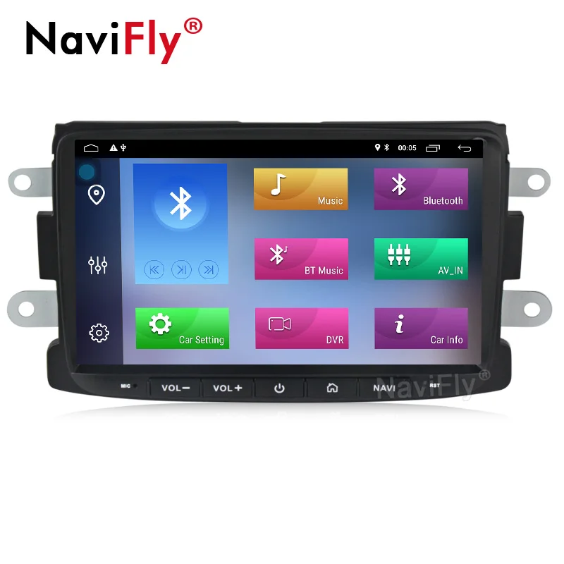 NaviFly android 9 автомобильный мультимидийный навигатор навигационный плеер для Lada Xray 2/renault dacia/Duster/Logan/Sandero 2GB RMA 32GB rom DSP