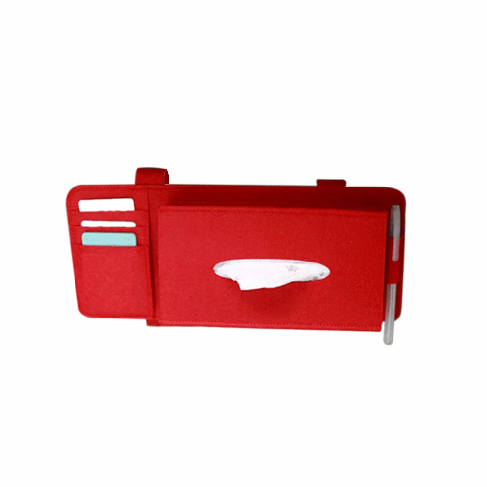 Car Styling Case Sun Visor Type Wool Felt Hanging Tissue Box Car Napkin Holder Pocket Organizer Pouch Card Storage