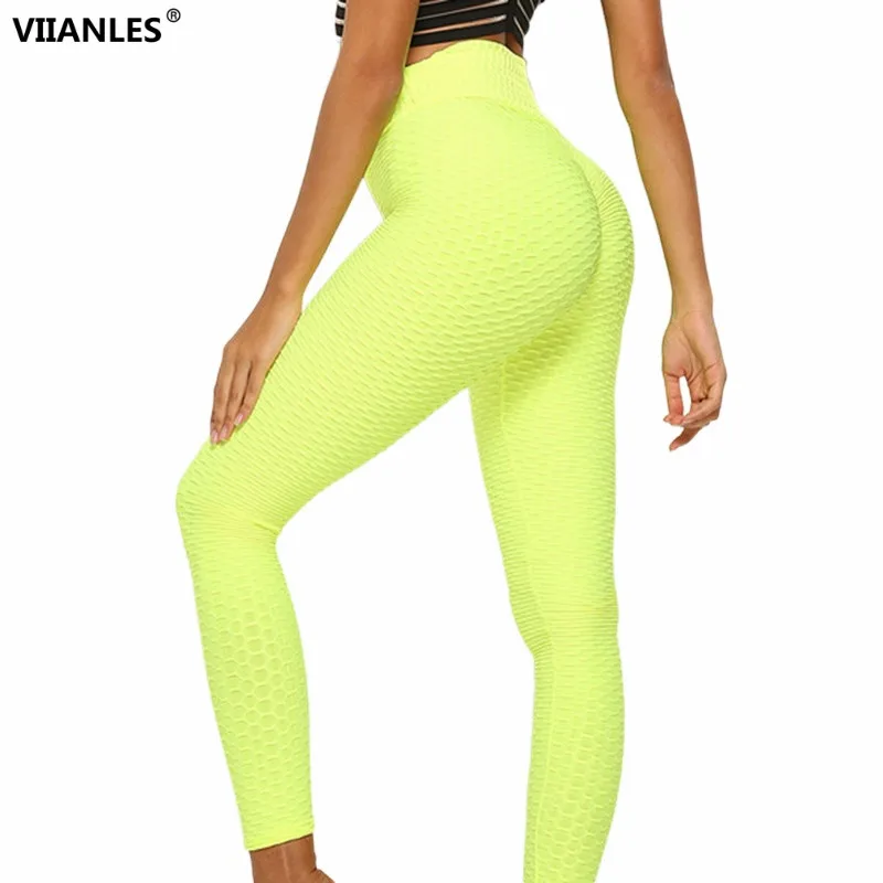 

VIIANLES Gym Running Trousers Jacquard Sports Leggins Female Sexy Yuga Fitness Leggings High Waist Tight Push Up Pants
