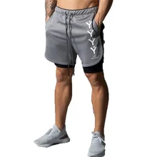 Летние мужские шорты для тренажерного зала, фитнеса, впитывающие пот, дышащие, имитация двух частей, спортивные шорты, большой размер, мужские Стрейчевые штаны для бега
