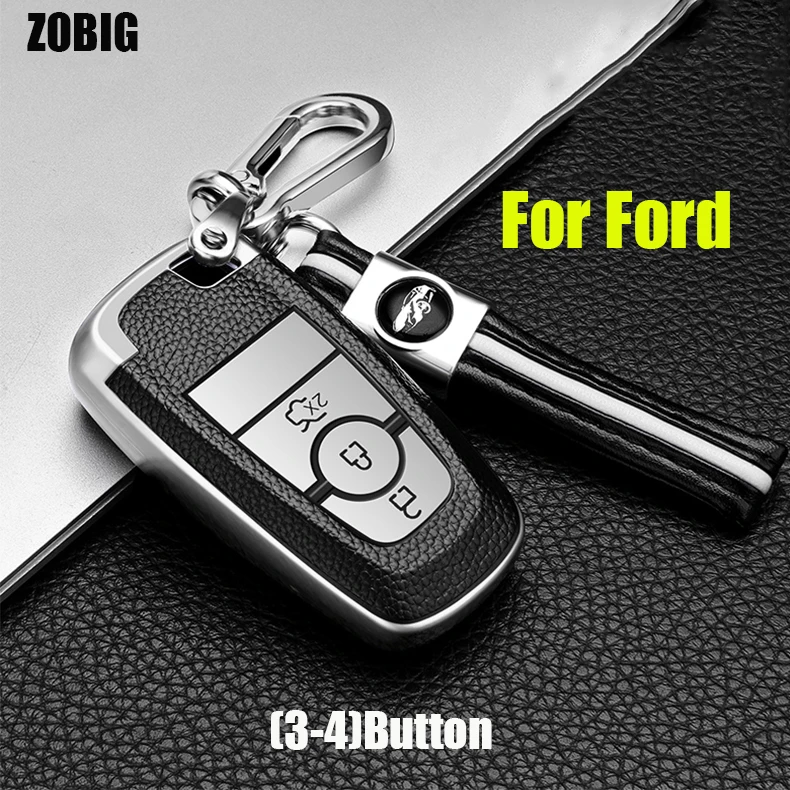 Car Key Case Chain For Ford Focus 2 3 Mondeo MK4 Mustang Edge Kuga Fiesta Ecosport Fusion C-MAX Transit Ranger Car Key Cover