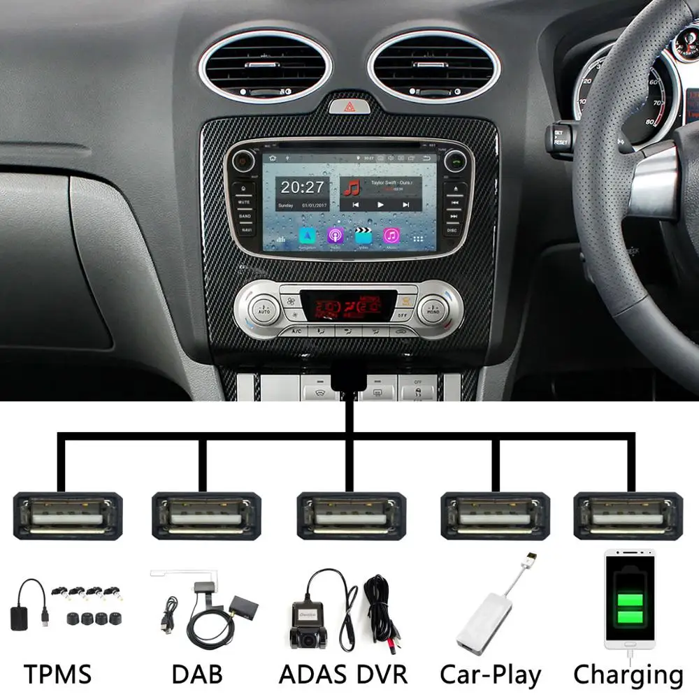 Автомагнитола PX6/Octa Core с GPS Android 9 0 для Ford Focus S C MAX Galaxy Mondeo Kuga 2007 2008 2009 2010 2011|stereo bluetooth