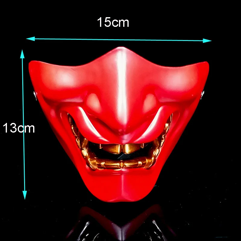 Faroot Halloween Uppeer Half Face Resin Airsoft Mask Cosplay Evil Demon Monster Kabuki Samurai Hannya Costume