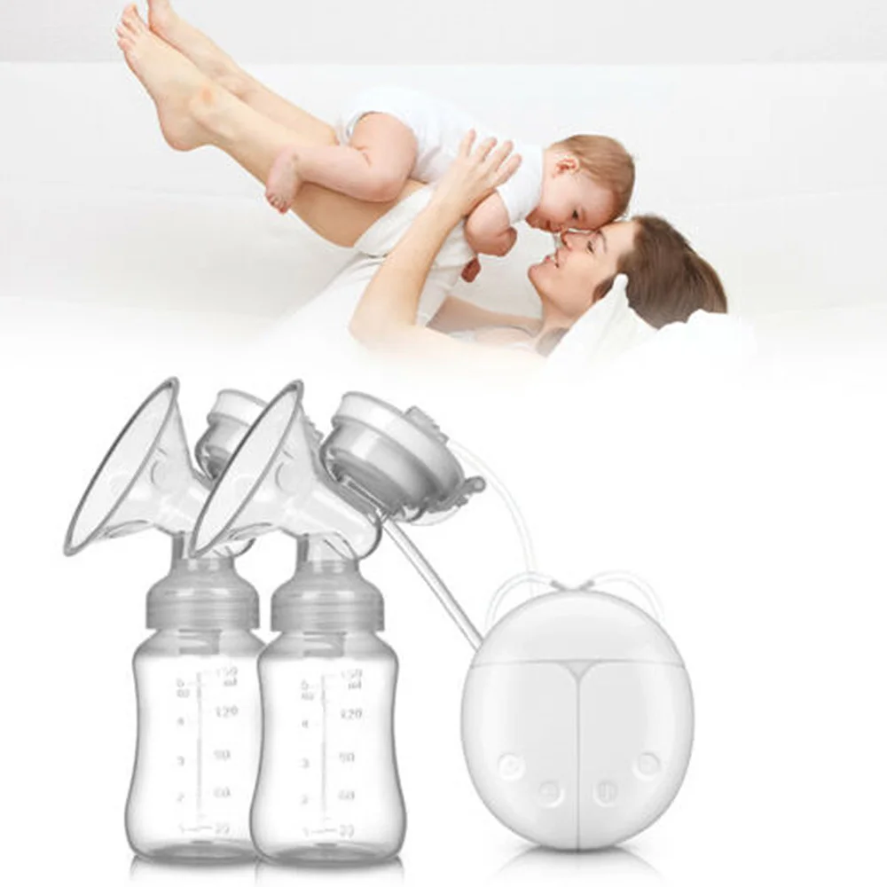 

Hot Sale Double Electric Breast Pump Powerful Nipple Suction Usb Electric Breast Pump With Baby Milk Bottle Cold Heat Pad J11