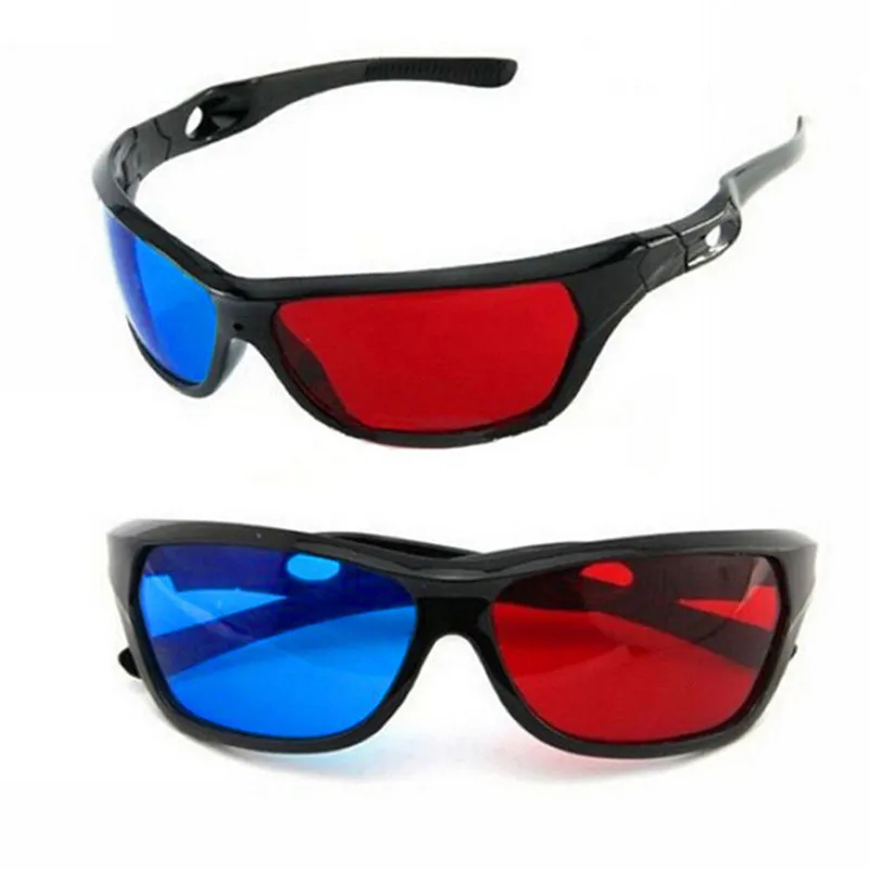 Universal 3D Plastic Glasses Red Blue Black Frame For Dimensional Anaglyph TV Movie DVD Game