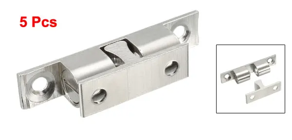 50mm5 pcs Uxcell Простая установка двери шкафа шкаф латунь двойное отверстие мяч защелка натяжения серебро или золотой тон - Цвет: 50mm5 pcs