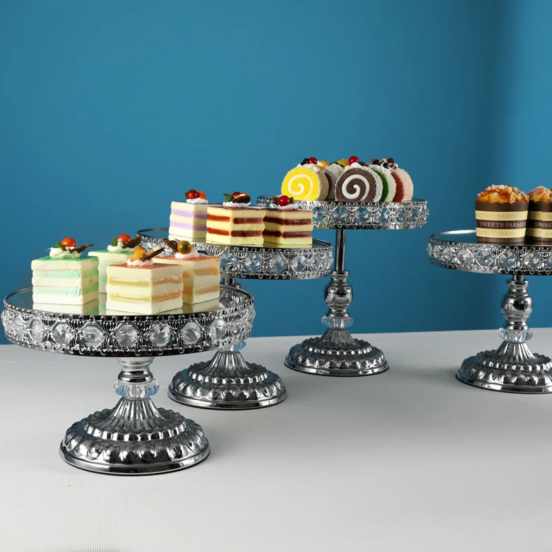 Silver cake stand Wedding Dessert Tray Cake Stand Cupcake Pan cake display table decoration Party mirror stand 1-3pcs