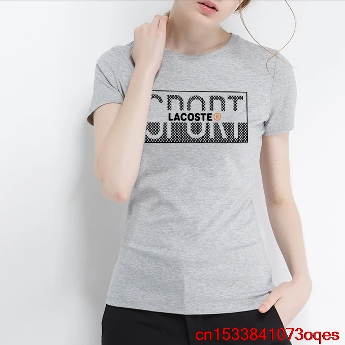 Lacoste- New Original Brand T Shirt Women Tops Summer Short Sleeve Fashion T-shirt 100% Cotton Tshirt 2LA117