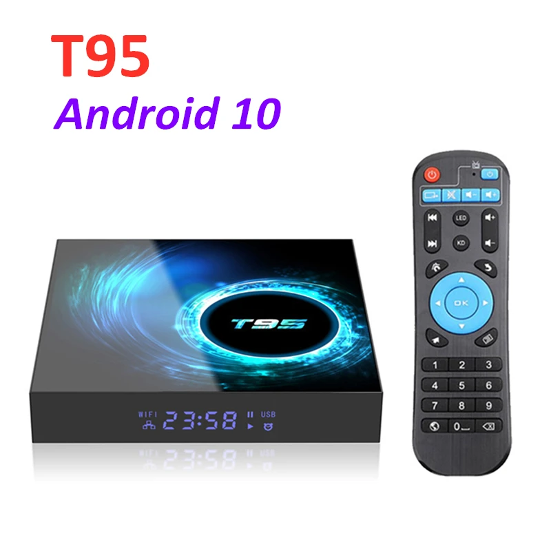 ТВ-приставка T95 на Android 10 4 + 2021 ГБ Wi-Fi 6K HD | Электроника