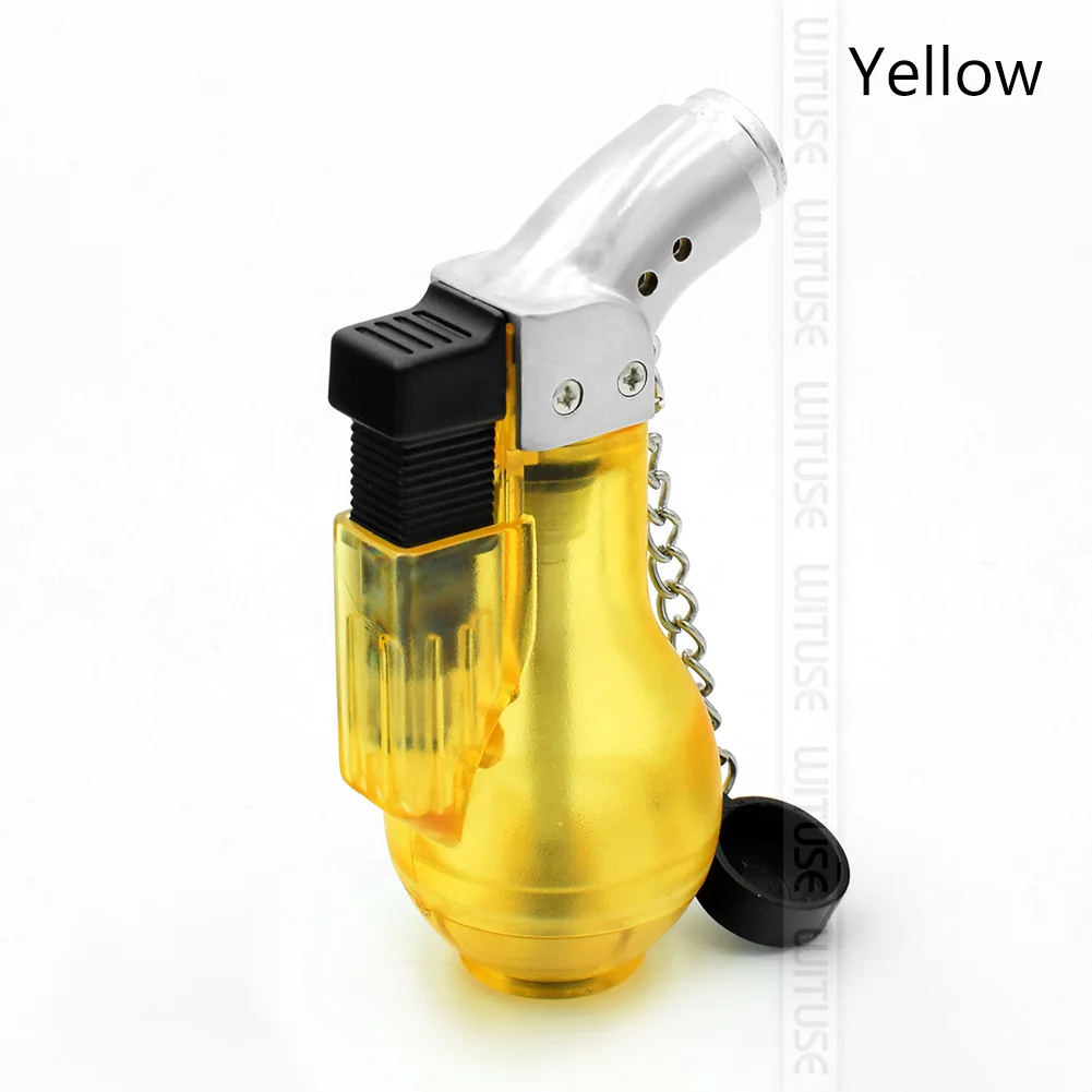 Yellow Мини бутан струйный фонарь для сигарет; защита от ветра зажигалка портативный распылитель сварочный фонарь зажигалка кольцо для ключей Зажигалка турбо сигара открытый - Цвет: Yellow