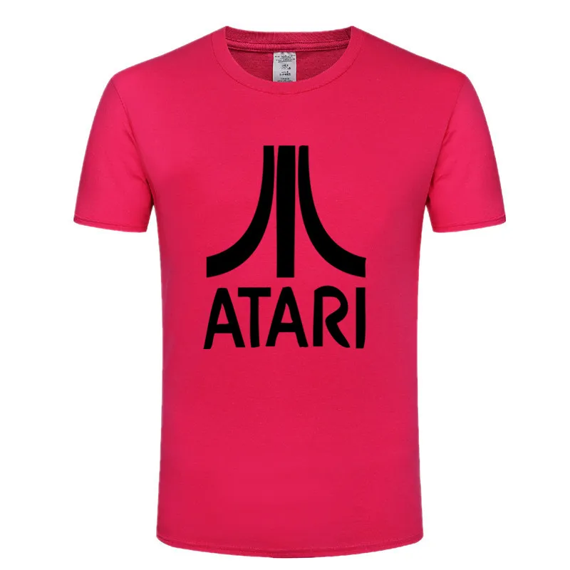 Новинка, распродажа, Мужская футболка ATARI, Мужская одежда, Забавные футболки с принтом, повседневные топы с коротким рукавом, хлопковая футболка для мужчин - Цвет: mei  red and  black