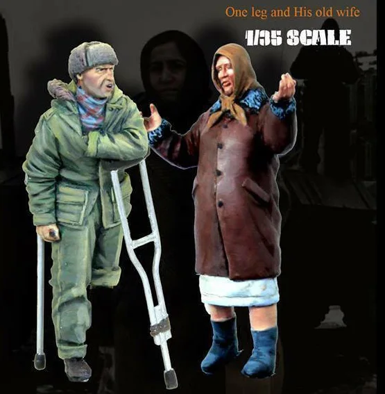 1/35 один мужчина и его пожилая жена модельная фигурка из смолы наборы миниатюрный