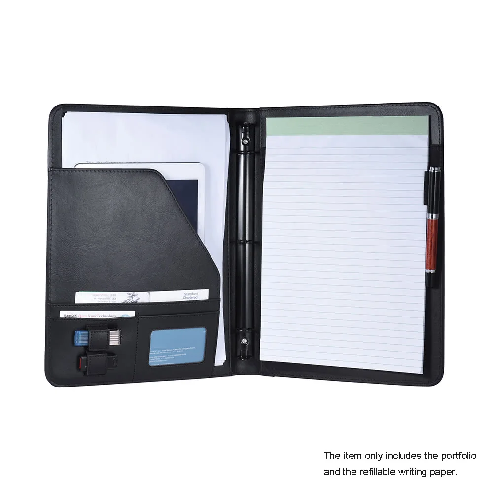 A4 Padfolio Portfolio Conference Folder Folio Organizer Case PU Leather File | Канцтовары для офиса и дома