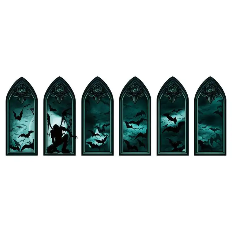

Creative Ghost Bat Halloween Wall Sticker Living Room Bedroom Decor Wall Decals Waterproof DIY Decals 6 Patterns In 1