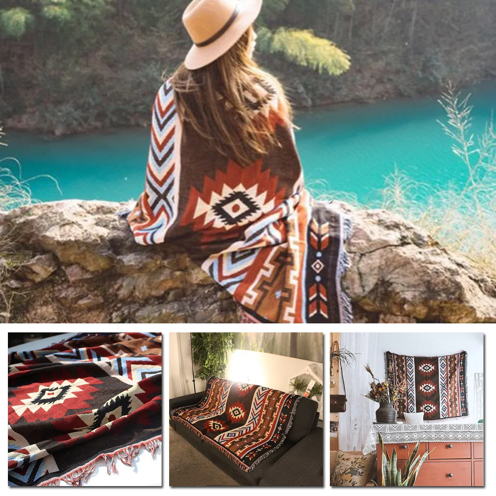 

Multi-porpose Wall Hanging Ethnic Geometric Tapestry Wall Hanging Carpet Sofa Cover Blanket Home Decor