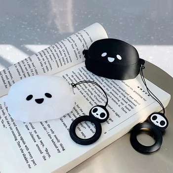 

Stylish Cute 3D Ghost Silicone Bluetooth Wireless Earphone Case For Apple AirPods Pro Protect Cover Skull Pattern Finger Ring