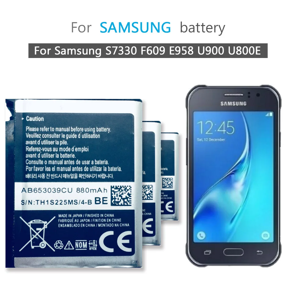 Телефон Батарея AB653039CE AB653039CU для samsung S7330 F609 E958 U900 U800E U808E E950 U908E 880 мА-ч