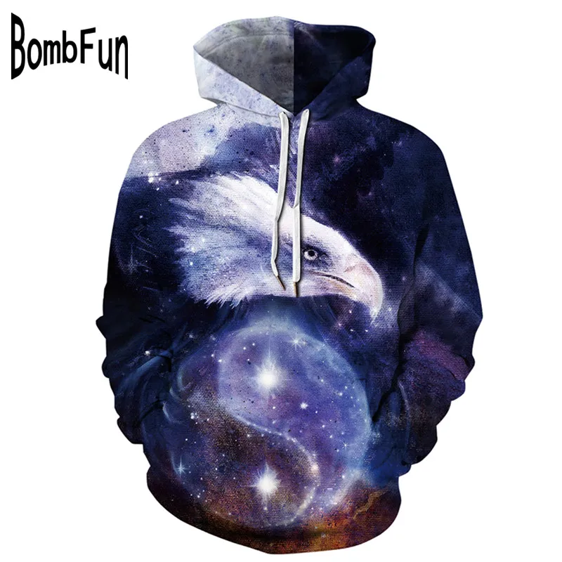 BombFun, мужские толстовки, Орел, 3d принт, толстовки для мужчин и женщин, свитшоты, высокое качество, худи, спортивные костюмы размера плюс, топы, Модный пуловер