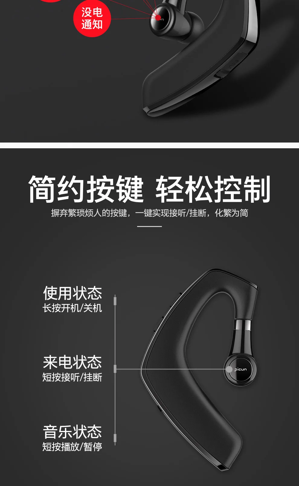 Bluetooth гарнитура 5,0 ушной крючок долгое время ожидания бизнес гарнитура Спортивная гарнитура