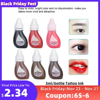 

3ml/bottle Natural Plant Tattoo Ink Professional Semi-permanent Makeup Lip Eyebrow Eyeliner Tattoo Color Microblading Pigment