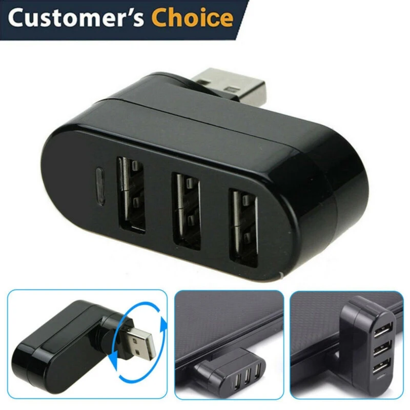 Мини разветвитель с 3 портами USB 2 0 вращающийся адаптер концентратор без драйвера