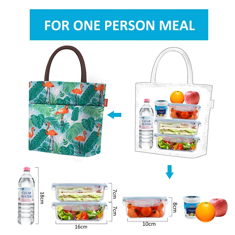 Aosbos Fashion Portable Insulated Canvas Lunch Bag Thermal Food Picnic Lunch Bags for Women kids Men Print Cooler Box Bag