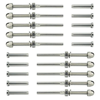 

ELEG-Threaded Bolt And Pedal Ball Cable Railing Kit End Fitting 0.32 Cm,T316 Marine Grade Stainless Steel Stair Tread Rail Wood