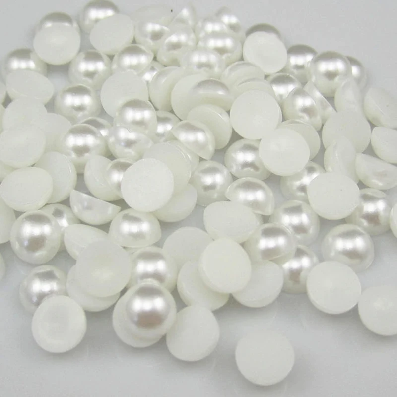 Imitation Pearl Beads ABS Imitation Pearl Half Round Flatback 100-1000pcs/Bag 3/4/5/6/7/8/10mm For DIY Jewelry Findings Making