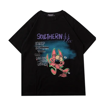 

Men Funny print loose version cartoon T Shirt Oversize Tshirts 2020 Summer Unisex Short Sleeve tee 100% Cotton Couple Retro Tops