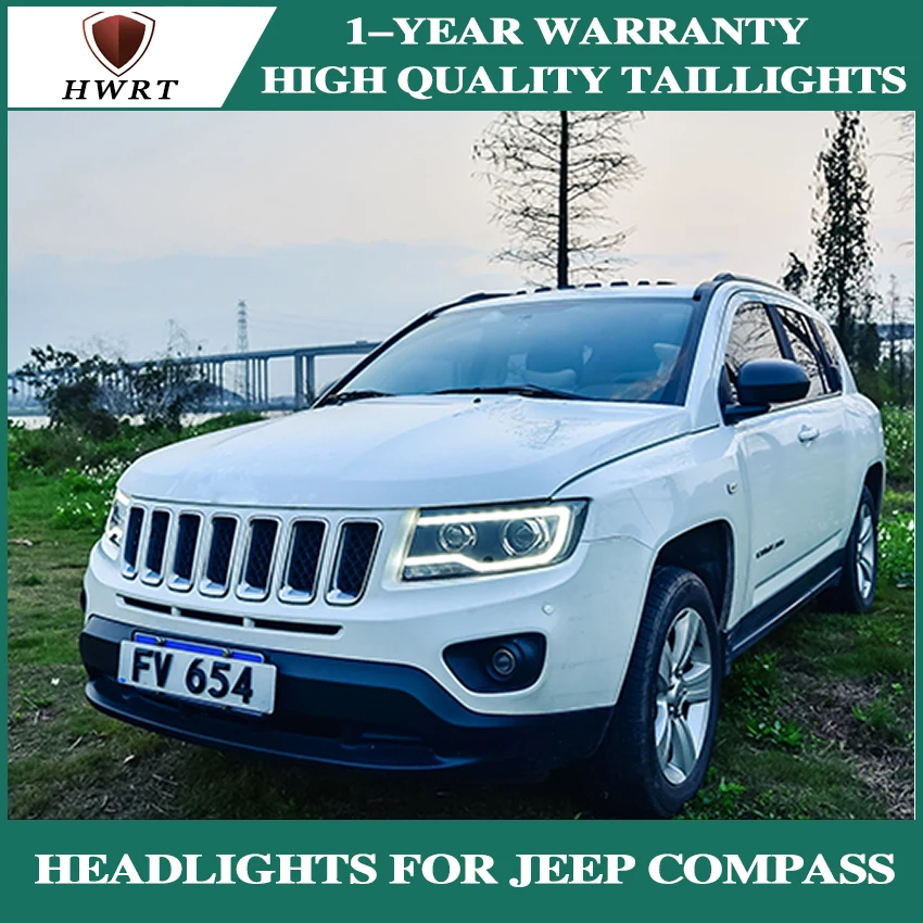 Автомобильный Стайлинг Головной фонарь для Jeep Compass фары компас 2011- Светодиодный фонарь H7 D2H Hid вариант Ангел глаз биксеноновые фары