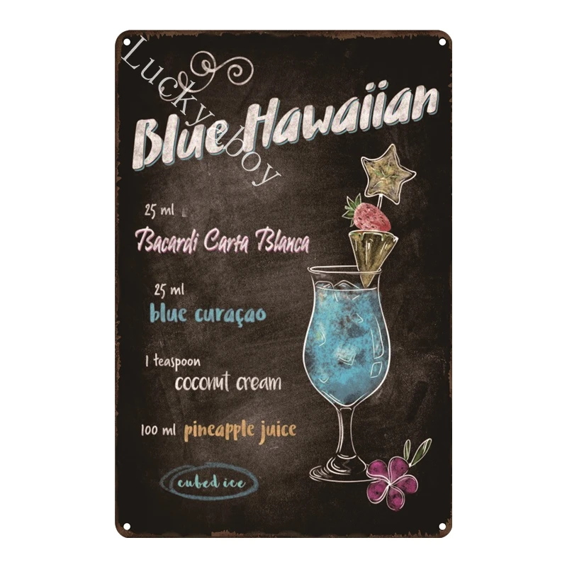 [Luckyaboy]Martini Mojito Cocktail Vintage Tin Signs Wall Plaque Custom Metal Painting Antique Gift home bar Pub Decor AL035