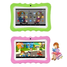 7 tablets tablets crianças tablets pc 1g + 16g quad-core wi-fi tablet-almofada para computador com caixa protetora de silicone à prova de choque para crianças presente educacional