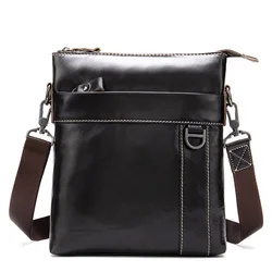 MJ Shoulder Bag Genuine Leather Messenger Bag Real Leather Male Bags Solid Crossbody Handbag High Capacity Purses for Men