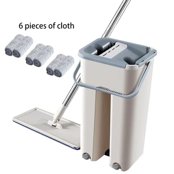

Flat Magic Cleaning Mops Free Hand Mop Shipping Floors Squeeze Flat Mop with Water Home Kitchen Floor Cleaner with Bucket Drop