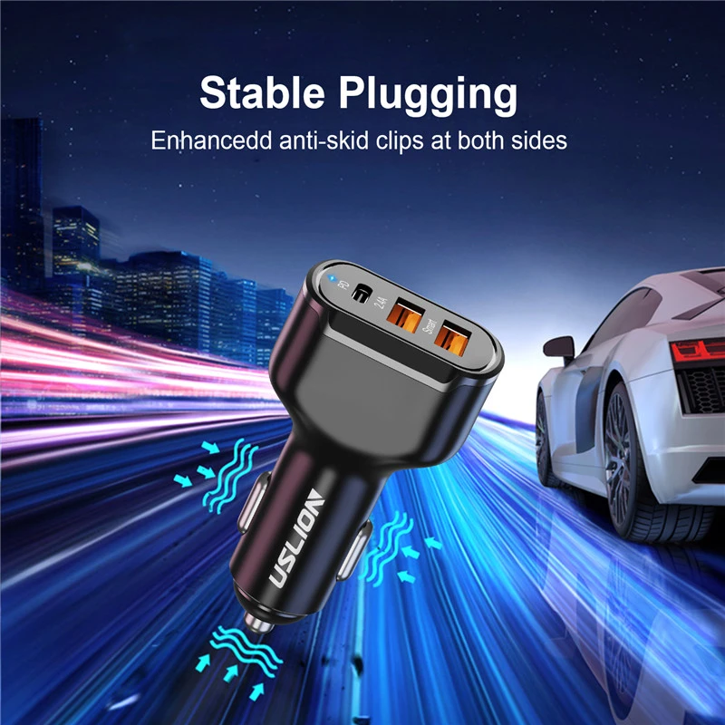 Carregador usb 3 portas para carro- Uslion