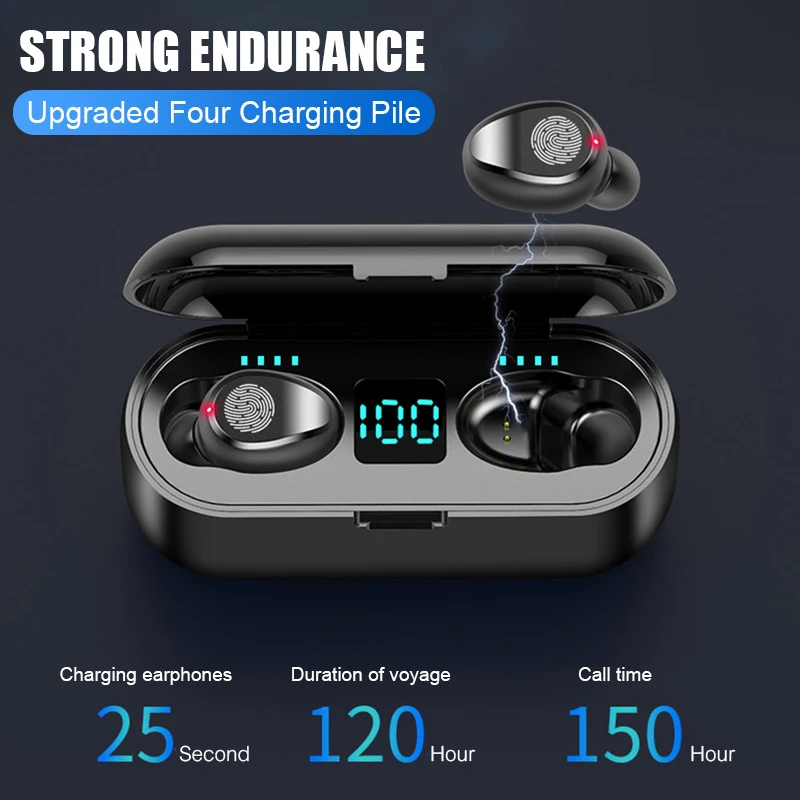 TWS Bluetooth Earphones with Microphone Touch Control Wireless Headphone HIFI Mini In-ear Earbuds Sport Running Headsets HD Call
