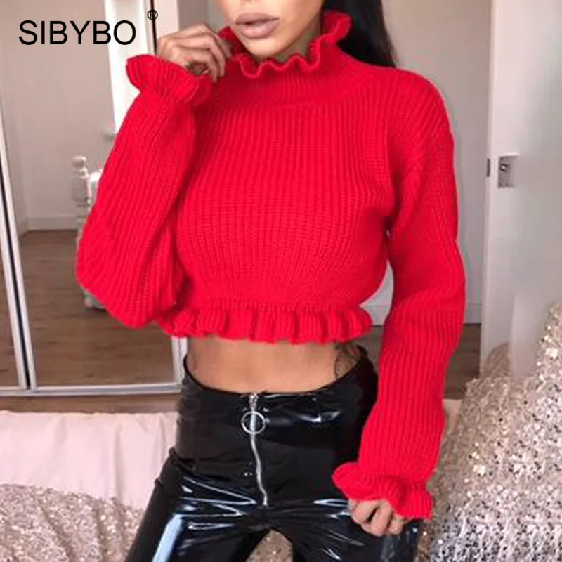 SIBYBO водолазка вязаный осенний свитер женский длинный рукав тонкий сексуальный женский Топ однотонный Повседневный женский свитер и пуловеры