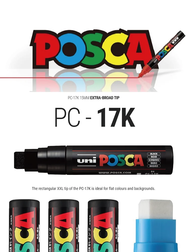 Uni 1PC POSCA Plumones PC-17k Paint Marker Pen Big Thick Head Pop Poster  Advertising Water-Soluble Pen Graffiti Painting 15mm - AliExpress