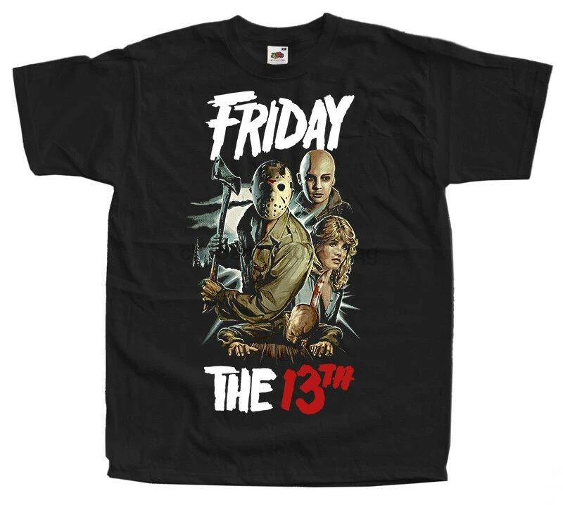 Friday the 13th V14 постер фильмов футболки (черный) все размеры S 5XL| |