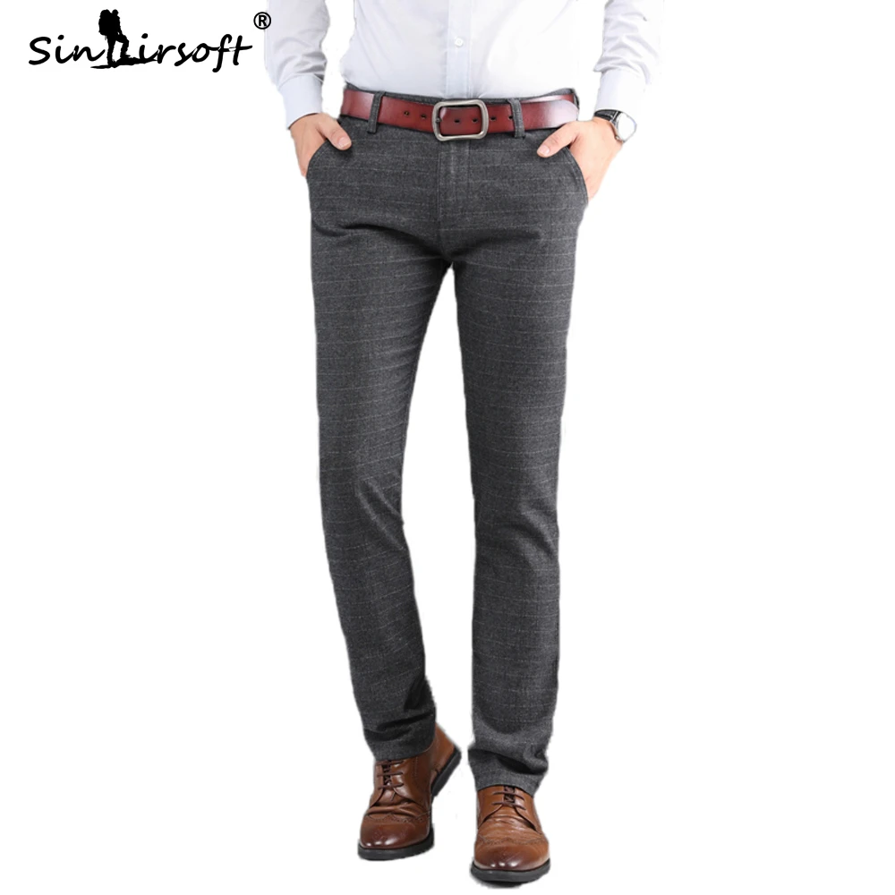 

New Arrival Micro-elastic Cotton Wool Fashion Formal Pants Men's Straight Korean Version Business Trousers Men's 2019 Autumn Hot