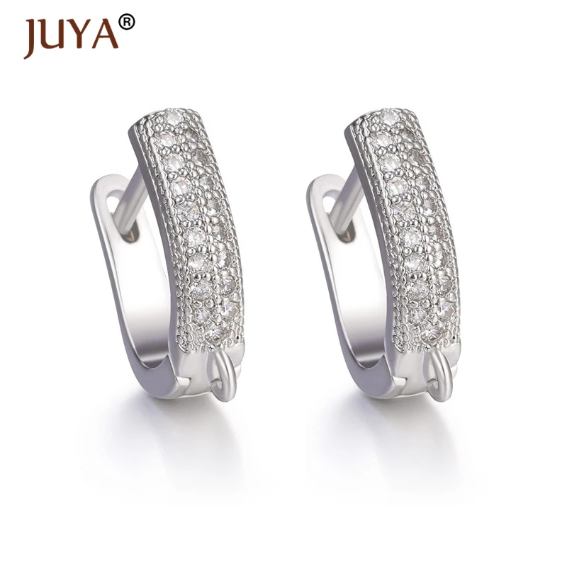 

Juya Earwire Luxury Zircon Rhinestone Earrings Hooks Accessories For Women DIY Crystal Pearl Tassel Earring Findings Components