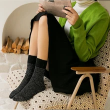 Новые модные зимние шерстяные женские носки простые и удобные носки-тапочки теплые и удобные носки для девочек