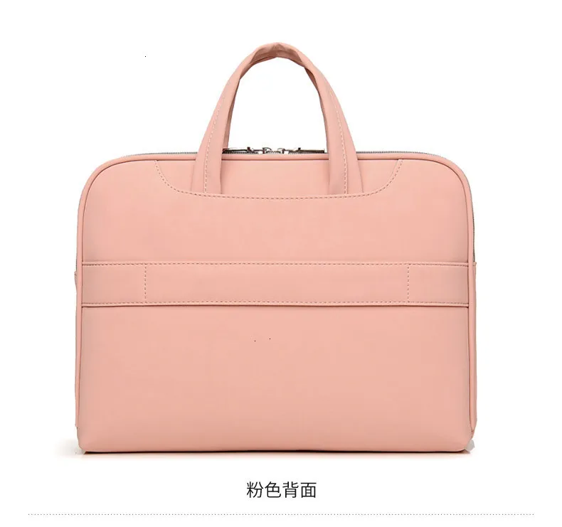 Leather Briefcases Men Computer Bag 13.3 14.1 15.4 15.6 Inch For Macbook Air Pro Shock Resistant Handbag Women