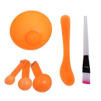 

Facial Care 4 in 1 DIY Mask Mixing Bowl Stick Brush Gauge Set Orange