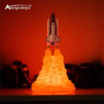 

ANYIGEDEJU 3D Print Space Shuttle Lamp USB rechargeable NIght Light For Space Fans Moon Lamp Rocket Lamp As Room Decoration