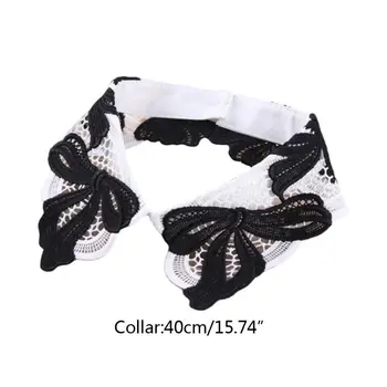 

Women Fashion Bow Style Fake Collar Detachable Net Mesh Lapel Necklace Neckwear